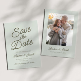 Moderne Minimaal Minimalistische Groene Trouw Save The Date