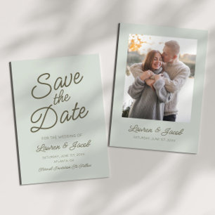 Moderne Minimaal Minimalistische Groene Trouw Save The Date