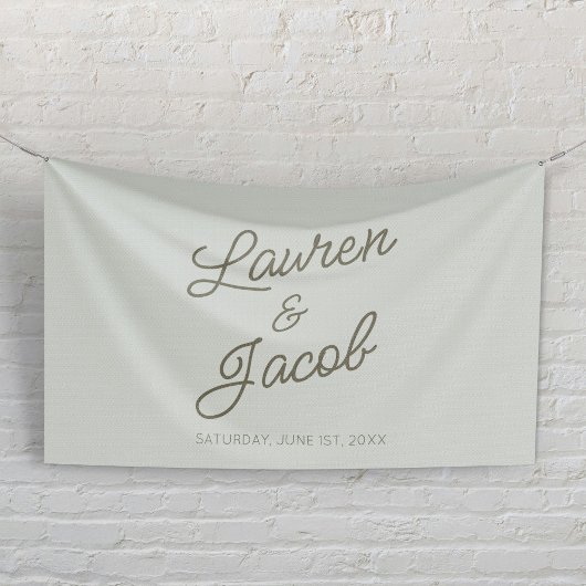 Moderne Minimaal Minimalistische Groene Trouw Spandoek