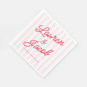 Moderne Minimaal Minimalistische Rode Roze Strepen Servet (Hoek)