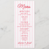 Moderne Minimaal Minimalistische Roze Strepen Rode Menu (Voorkant)