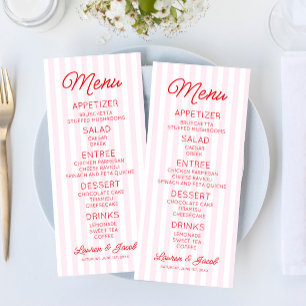 Moderne Minimaal Minimalistische Roze Strepen Rode Menu