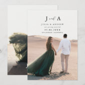 Moderne Minimaal Monogram Foto Save The Date Kaart (Voorkant / Achterkant)