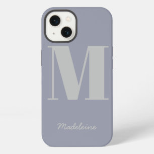 Moderne Minimaal Monogram Initiaal Paarsgrijze Naa iPhone 13 Hoesje