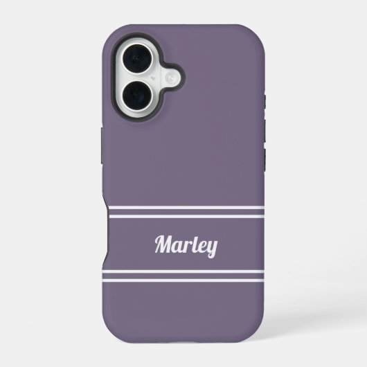 Moderne Minimaal Monogram Script Sjabloon Paars iPhone 16 Hoesje (Achterkant)