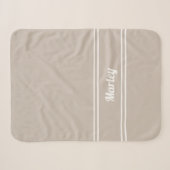 Moderne Minimaal Naam Monogram Gescript Beige Brui Sherpa Deken (Voorkant (horizontaal))