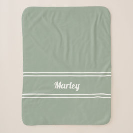 Moderne Minimaal Naam Monogram Gescript Muisgroen Sherpa Deken