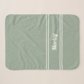 Moderne Minimaal Naam Monogram Gescript Muisgroen Sherpa Deken (Voorkant (horizontaal))