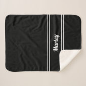 Moderne Minimaal Naam Monogram Gescript Zwart Wit Sherpa Deken (Voorkant (horizontaal))