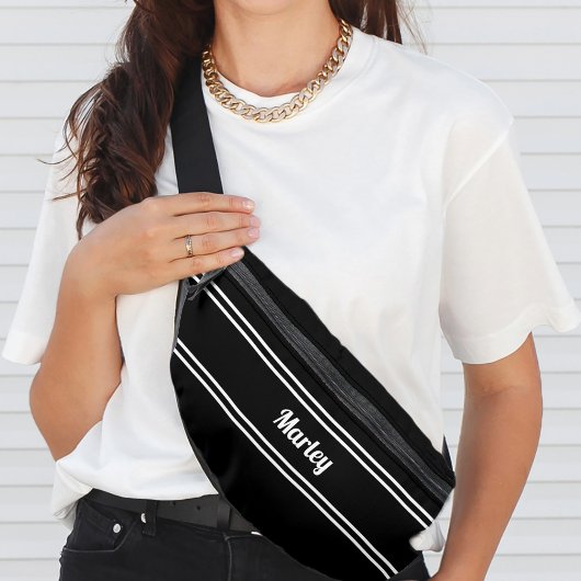 Moderne Minimaal Naam Monogram Script Sjabloon Zwa Heuptasje