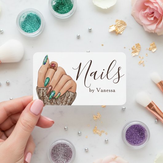 Moderne Minimaal Nagelstyliste Manicuriste Visitekaartje