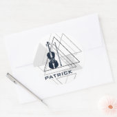 Moderne Minimaal Navy Blauwe & Witte Viool Ontwerp Ronde Sticker (Envelop)