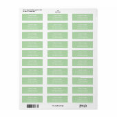Moderne Minimaal Pastel Lichtgroene Naam Adres Etiket (Full Sheet)
