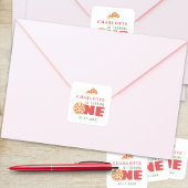 Moderne Minimaal Pizza Eerste Verjaardagsfeestje A Vierkante Sticker