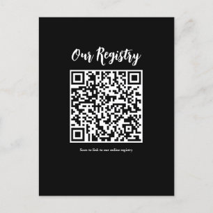 Moderne Minimaal QR-Code Scannbaar Huwelijksregist Briefkaart