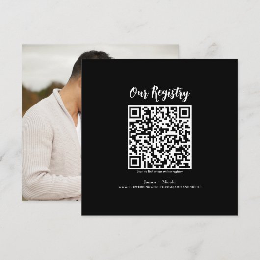 Moderne Minimaal QR-Code Scannbaar Huwelijksregist Kaart (Voorkant / Achterkant)
