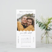 Moderne Minimaal Retro Golvend Foto Stijlvolle Kal Save The Date (Staand voorkant)