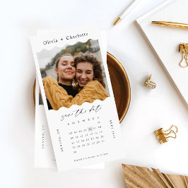 Moderne Minimaal Retro Golvend Foto Stijlvolle Kal Save The Date