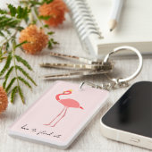 Moderne Minimaal Roze Flamingo Sleutelhanger (Voorkant Rechts)