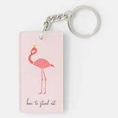 Moderne Minimaal Roze Flamingo Sleutelhanger (achterkant)