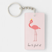 Moderne Minimaal Roze Flamingo Sleutelhanger (Voorkant)