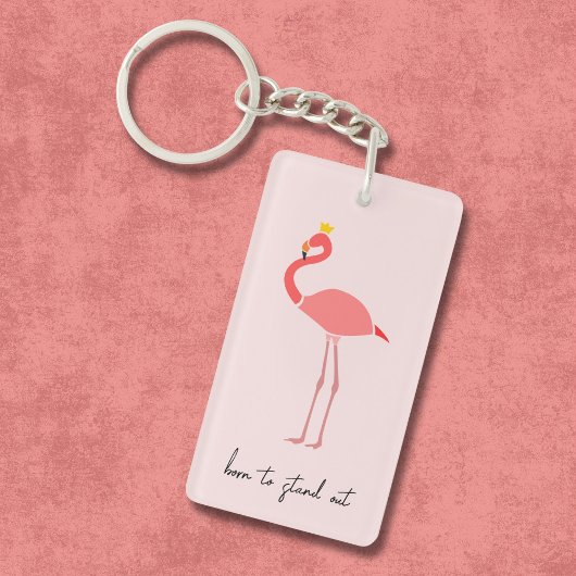Moderne Minimaal Roze Flamingo Sleutelhanger