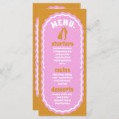 Moderne Minimaal Roze & Gele Retro Golvende Boog M Menu (Voorkant / Achterkant)