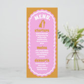 Moderne Minimaal Roze & Gele Retro Golvende Boog M Menu (Staand voorkant)