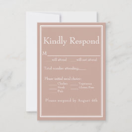 Moderne Minimaal Roze Maaltijdkeuze RSVP Kaart