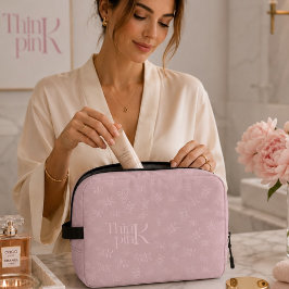 Moderne Minimaal Roze Monogram Denk Roze  Toilettasje
