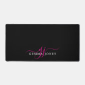 Moderne Minimaal Roze Script Monogram Bureaumat (Voorkant)