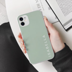 Moderne Minimaal Saliegroen Gepersonaliseerde Naam iPhone 15 Pro Max Hoesje