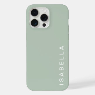 Moderne Minimaal Saliegroen Gepersonaliseerde Naam iPhone 15 Pro Max Case