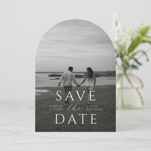 Moderne Minimaal Save the Date Uitnodiging (Staand voorkant)
