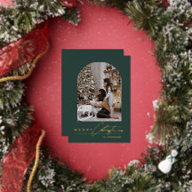 Moderne Minimaal Schrift Boog Foto Groen Kerstmis