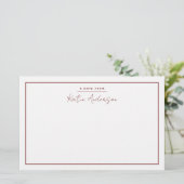 Moderne Minimaal Schrift Maroon Briefpapier (Staand voorkant)