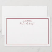 Moderne Minimaal Schrift Maroon Briefpapier (Voorkant / Achterkant)