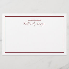 Moderne Minimaal Schrift Maroon Briefpapier