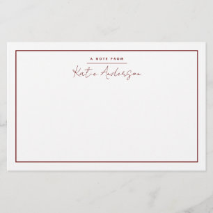 Moderne Minimaal Schrift Maroon Briefpapier