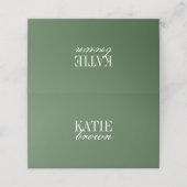 Moderne Minimaal Script Donker Olijfgroen Huwelijk Plaatskaartje (Buitenkant ongevouwen)