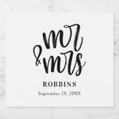 Moderne Minimaal Script Typografie Trouwen Sparkling Wijnetiket (Enkel label)