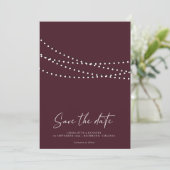 Moderne Minimaal Snoer Lichtjes Foto Save the Date (Staand voorkant)