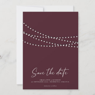 Moderne Minimaal Snoer Lichtjes Foto Save the Date