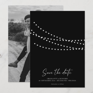 Moderne Minimaal String Licht Foto Bewaar de Datum Save The Date