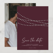 Moderne Minimaal String Lichtjes Foto Save the Dat Date (Voorkant / Achterkant)