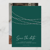 Moderne Minimaal String Lichtjes Foto Save the Dat Save The Date (Voorkant / Achterkant)