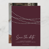 Moderne Minimaal String Lichtjes Foto Save the Dat Save The Date (Voorkant / Achterkant)