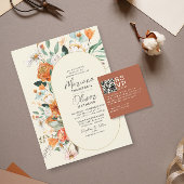 Moderne minimaal Terracotta RSVP QR Code Kaart