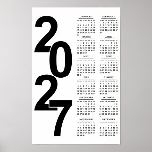 Moderne Minimaal Typografisch Elegante 2027 Agenda Poster