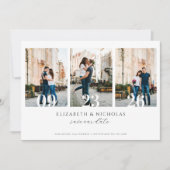 Moderne Minimaal Typography | 4 Foto Save the Date (Voorkant)